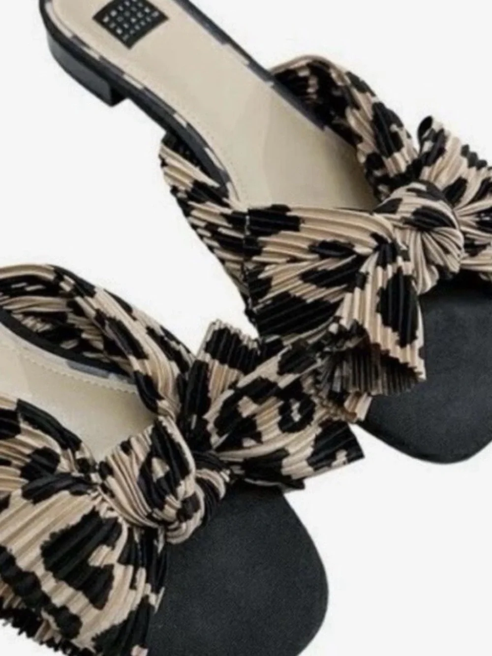 White House Black Market Liv Leopard Print Crinkle Slides - NWOT